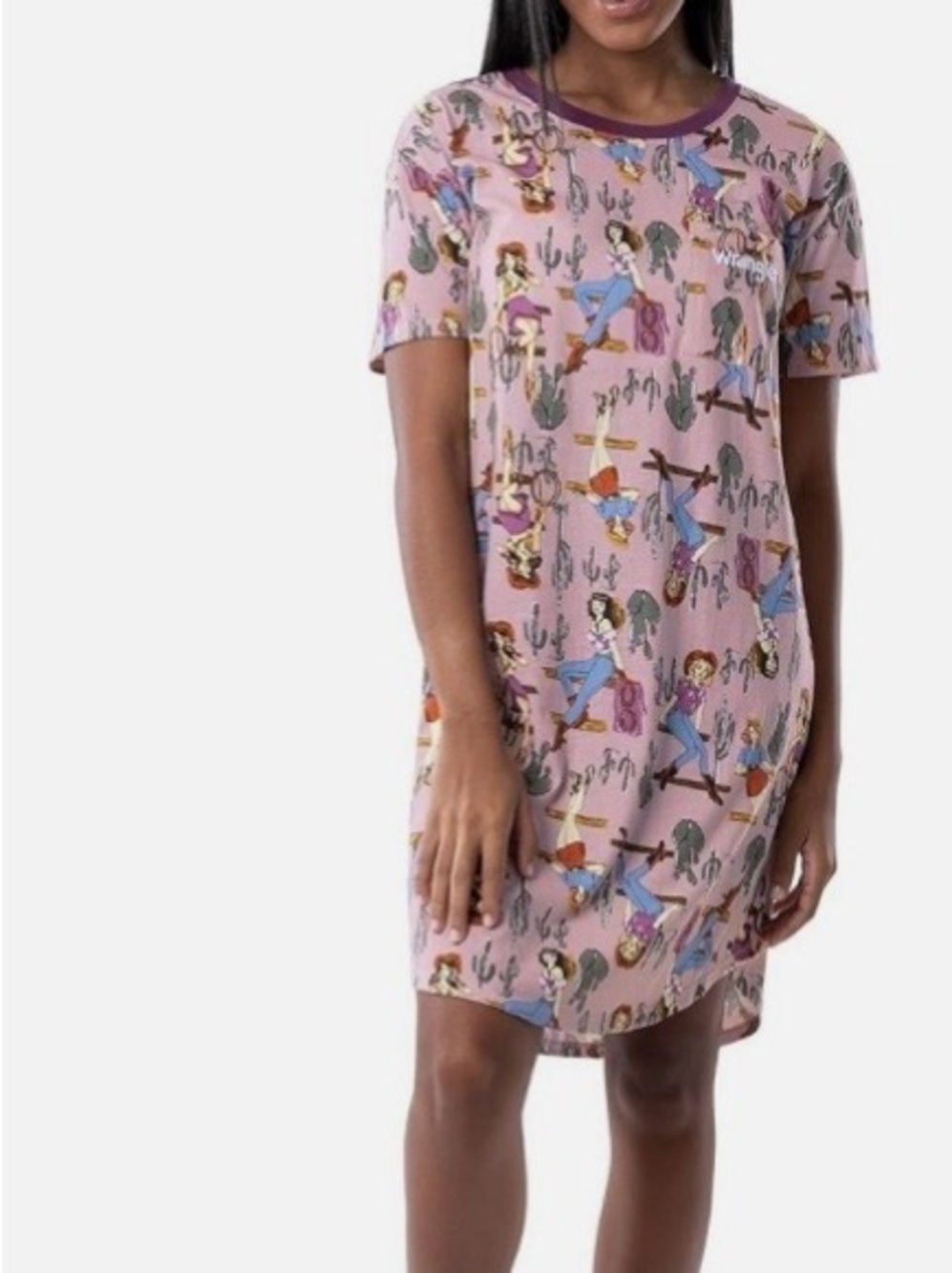 Wrangler Pink Cowboy Print Short Sleeve Nightshirt